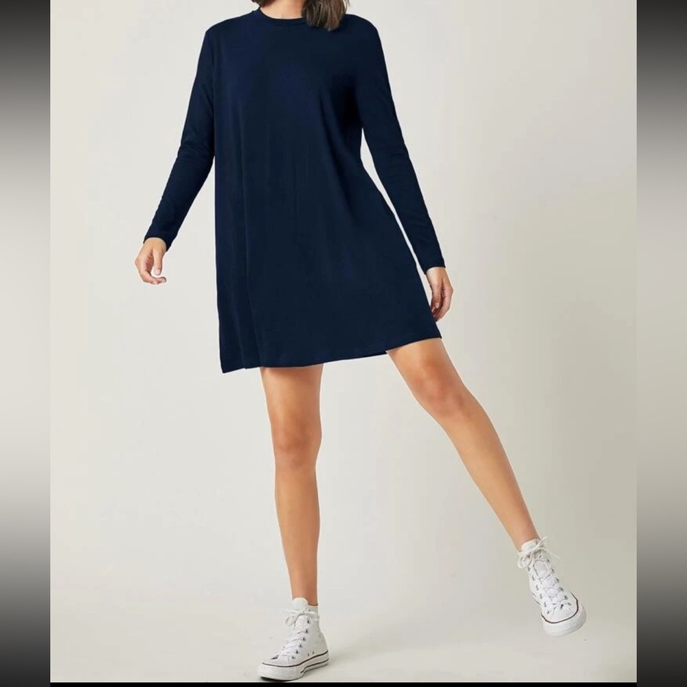 NWOT SHEIN || Basic Solid Tee Dress, Long Sleeve